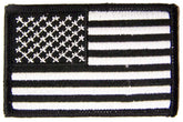 Wholesale AMERICAN FLAG BLACK & WHITE left arm 3 INCH EMBROIDERED PATCH